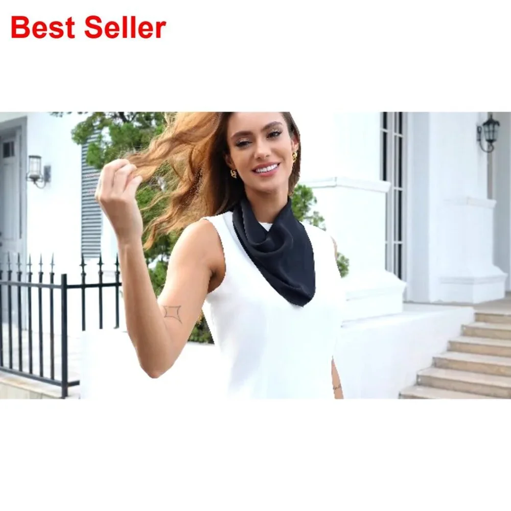 100% Mulberry Silk Scarf Square Neckerchief Hair Accessory